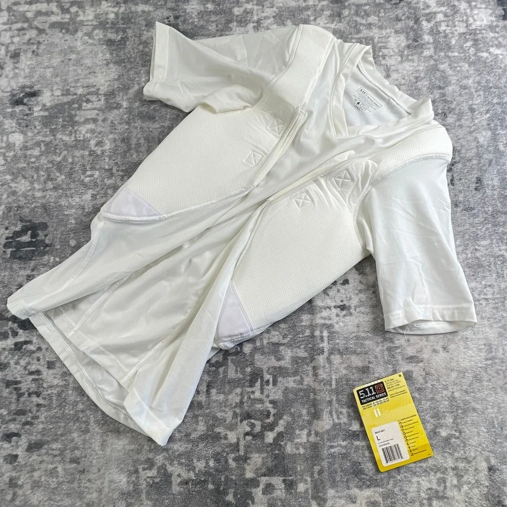 5.11 Tactical Holster Shirt Mens L White V-Neck Short Sleeve Undergear NWT